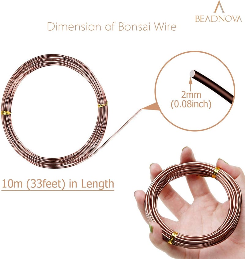 BEADNOVA Plant Training Wire 98 Feet Copper Bonsai Tree Aluminium Plant Wire for Training Indoor and Outdoor (Copper, 2mm, 30m) - Image 2